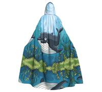 LMNUDS Mantello con cappuccio unisex balena sottomarina misterioso rinascimentale, per Halloween, Natale, cosplay, feste, mantello per adulti