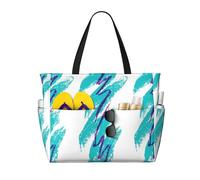 LMNvbz 90'S Cup Design Stampa Grande Borsa da Spiaggia Tote Con Cerniera E Tasca Bagnata, Borse Da Viaggio Pieghevole Impermeabile Delle Donne Per Piscina, Crociera E Nuoto