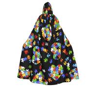 LMNvbz Consapevolezza dell'autismo Puzzle Pezzi Cuore Unisex Mantello Con Cappuccio Mantello Per Halloween Cosplay Party Costume, Adulto Vampiro Strega Robe