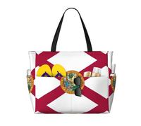 LMNvbz Florida State Flag Print Large Beach Bag Tote con cerniera e tasca bagnata, borse da viaggio pieghevoli impermeabili da donna, per piscina, crociera e nuoto