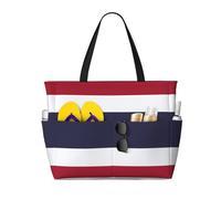 LMNvbz Grande borsa da spiaggia con stampa della bandiera della Thailandia con cerniera e tasca bagnata, borse da viaggio pieghevoli impermeabili da donna, per piscina, crociera e nuoto