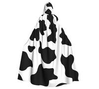 LMNvbz Mantello con cappuccio unisex con stampa mucca bianca e nera per Halloween Cosplay Party Costume, adulto vampiro strega veste