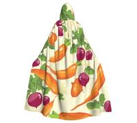 LMNvbz Mantello con cappuccio unisex con verdure dei cartoni animati, per Halloween, cosplay, feste, costume da strega da vampiro