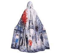 LMNvbz Mantello unisex con cappuccio, motivo albero della città di Parigi, Torre Eiffel, per Halloween, cosplay, feste, costume da strega da vampiro