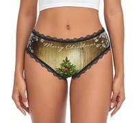 LMNvbz Merry Christmas, mutandine da donna con 8 stampe in pizzo, morbide, traspiranti, a copertura completa, elasticizzate, per un comodo uso quotidiano, Nero , M