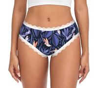 LMNvbz Mutandine da donna blu e arancione con stampa uccellino, mutandine morbide e traspiranti elasticizzate a copertura completa per un comodo uso quotidiano, bianco, L
