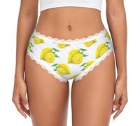LMNvbz Mutandine di biancheria intima da donna gialle con orlo in pizzo, morbide e traspiranti a copertura completa per un comodo uso quotidiano, bianco, L