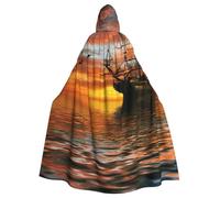 LMNvbz Nave da crociera che naviga nell'oceano con tramonto a seguito di mantello unisex con cappuccio mantello per Halloween Cosplay Party Costume, adulto vampiro strega veste