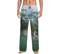 LMNvbz Pesce con una stampa esca pantaloni morbidi pigiama da uomo pantaloni pigiama lounge, pantaloni leggeri e comodi da notte loungewear pigiami con tasche, Nero , XXL