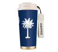 LMNvbz Tazza da caffè isolata in acciaio inossidabile 316 con bandiera della Carolina del Sud, coperchio sottovuoto, tazza da tè da viaggio, mantiene caldo e freddo