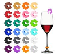 LMOGWL 24 PCS Segnabicchieri Silicone, Marcatori per Bicchieri Vino Colorati Riutilizzabili, per Champagne, Cocktail, Martini e Calici