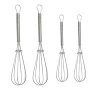 LMOGWL 4 pezzi mini miscelatore da cucina in acciaio inox, manuale, portatile, a filo grosso, adatto per uova, salse, grande 2/piccolo 2 (argento)