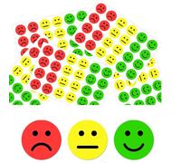 LMOGWL adesivo pezzi di umore, felice, triste, sorriso, rosso giallo verde, 25 mm, per diari, schede di presentazione, bonus, emoji (3 colori)
