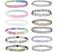 lmoikesz Choker in pizzo alla moda, facile da indossare e portatile per qualsiasi outfit, 12 pezzi/confezione, collana arcobaleno resistente all'usura da donna
