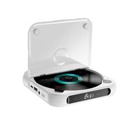 lmoikesz Lettore CD ad alte prestazioni con schermo LCD, batteria ricaricabile, numerose funzioni per la musica a casa, lettore CD portatile per studenti di lingue, Bianco, 135x135x25mm