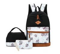 lmoikesz Zaino Oxford School Piece Blossom con borsa porta pranzo e fiocco per scuola elementare, adolescenti, astuccio floreale Cherry School Piece, digitare+5