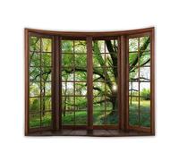 Lmovutcom Arazzo con albero della foresta, arazzo con luci e ombre della foresta, da appendere alla parete, in tessuto, per studio, soggiorno, finestra, paesaggio, decorazione arazzo