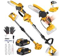 Lmozim 2 in 1 - Mini motosega a batteria e 6", con manico telescopico, 2 batterie da 2000 mAh, inclusa tanica per olio, adatta per giardino, cortile e ascelli