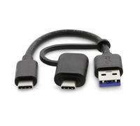 LMP 2-in-1 USB-C (m) to USB-A (m) & USB-C (m) Data Cable, W126584705 (& USB-C (m) Data Cable, 10G/1A, 15 cm, Black)