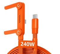 LMPOHO Cavo USB C da 240 W con supporto pieghevole, 1,2 m, 90 gradi, arancione