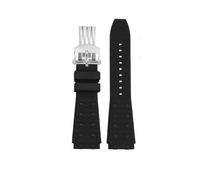 LMPVPDGADZ Cinturino for orologio in silicone fluorurato 22 24mm Giunto convesso Nero Blu Bracciale for cinturino da uomo adatto for Breitling Chronomat B01(Black-Silver,22mm)
