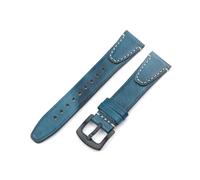 LMPVPDGADZ Cinturino for orologio vintage fatto a mano di qualità 18mm 20mm 22mm Accessori for cinturini a sgancio rapido for cinturino for fibbia nera argento(Blue black buckle,22mm)