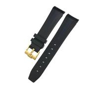 LMPVPDGADZ Cinturino in gomma fluorurata Bracciale 19mm 20mm adatto for Rolex Submariner adatto for Daytona Master adatto for cinturino GMT cinturino for estremità curva(Black Blue Gold,19mm)