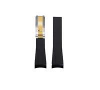 LMPVPDGADZ Cinturino in gomma siliconica adatto for Rolex adatto for Daytona adatto for Submariner Yacht Master 20mm tinta unita nero blu rosso verde bianco marrone cinturino(Black-silver gold)