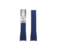 LMPVPDGADZ Cinturino in gomma siliconica adatto for Rolex adatto for Daytona adatto for Submariner Yacht Master 20mm tinta unita nero blu rosso verde bianco marrone cinturino(Dark blue-silver)
