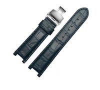 LMPVPDGADZ Cinturino in pelle adatto for cinturino GC 22 * 13 mm 20 * 11 mm cinturino dentellato for fibbia in acciaio inossidabile(Blue silver,22-13mm)