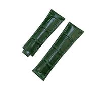 LMPVPDGADZ Cinturino in pelle di coccodrillo for estremità curva for collegamento in metallo da 20 mm adatto for Rolex Submariner adatto for GMT adatto for DAYTONA Yacht-Master cinturino nero verde(Gr