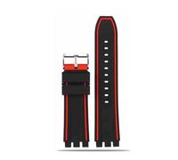 LMPVPDGADZ Cinturino orologio in gomma siliconica 21mm Sport Nero Arancione Blu Rosso Arancione Gary Lines Cinturino da uomo adatto for Swatch YVS400 YVS451 YVB404(Black red-S pin,21mm)