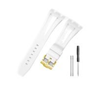 LMPVPDGADZ Cinturino resistente e confortevole adatto for Audemars Piguet adatto for Royal Oak Offshore 15703 15400 for cinturino in silicone(White-Golden-K14)