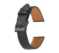 LMPVPDGADZ Misura affusolata a sgancio rapido for cinturino for orologio in pelle Saffiano 18mm 20mm 22mm Cinturini for orologi sottili for uomo Donna Cinturini di ricambio(Black black buckle,18mm)