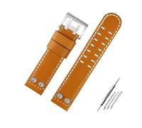 LMPVPDGADZ Misura for Hamilton Khaki Field H78646733 H78626583 Cinturino for rivetto in metallo 22 24mm Bracciale for cinturino for orologio in pelle for il tempo libero(B brown silver,24mm)