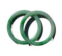 LMRJHAZ 2 x bracciali di Giada Naturale, Braccialetto di Giada Fiore Verde Galleggiante, Braccialetto di Giada a Barra Rotonda per Donne, Porta buona Fortuna, Manda la Madre, Manda Una Ragazza