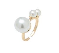 LMRJHAZ 3 perle Promise Band Ring per donne Gold Placted Big Imitation Pall Ball Open Wrap Anelli impilabili Espandibile Comfort Regolabile Fit Engagement Wedding's Wedding's Gioielli