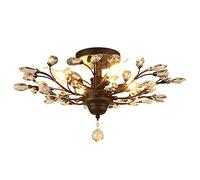 LMRJHAZ 4 luci Vintage Sfiling luci a soffitto LED Light Crystal Crystal Accendi a soffitto Lampade Le lampade Chaners Luce per Soggiorno per la Camera da Letto Ristorante Portico-nero-98x30 cm (Nero
