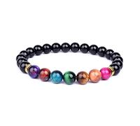 LMRJHAZ 5A Tiger Eye Bracelets Men 7 Chakra Healing Equilibrio per Perle Bracciale per Donne Reiki Preghiera Tigre Eye Eye Stone Bracciale