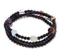 LMRJHAZ 7 Chakra Cristalli cassati Braccialetti perline Allungano braccialetti avvolgenti per agati neri per le donne bracciale ad allungamento