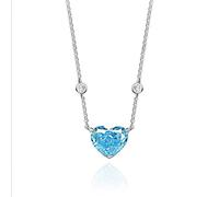 LMRJHAZ 925 Argento Sterling da 10 * 12 mm aquamarina con Diamante ad Alta Diamante Fiore crollo a Ciondolo per Le Donne Gioielli Fini