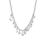 LMRJHAZ 925 Gioielli per l'impegno a Sospensione per Cuoio a Ciondolo a Croce di Luna di Cuore in Argento Sterling per Il Fidanzamento del Matrimonio da Donna