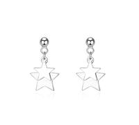 LMRJHAZ 925 Orecchini a Goccia a Stella a Doppio Strato in Argento Sterling, Orecchini a Cinque Stelle a Cinque Stelle in Argento, Orecchini Pendenti di Moda, Gioielli per Feste per Donne