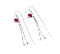 LMRJHAZ 925 Orecchini a Goccia di Fiori in Argento Sterling, Orecchini a Gocce di Perla cristallina a Colori, Orecchini a Trappola del Cerchio Boho huggie, Regalo di Gioielli per Le Donne