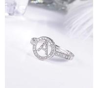 LMRJHAZ Anelli Aperti per Donne, Anello Regolabile Vintage Silver iniziali Un Regalo di Gioielli romantici cristallini per Le Donne Coppia di Fidanzamento di Fidanzamento eternità Anello di Natale