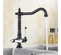 LMRJHAZ -Aucet Bagni Mixer Tap Tap Azzurro tradizionale Mixer Cucina Manugine Doppia Bronzo Solido Bronzo Bronzo Bronzo Classico Faucetronze/Black