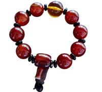 LMRJHAZ Bracciale agata naturale bracciale feng tibetana bracciale 16mm bracciale ambra ambra d'oro antichy antico bracciale di tallone di meditazione spirituale di meditazione spirituale, portando
