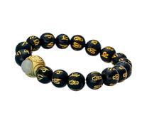 LMRJHAZ Bracciale di Gemma Naturale, Bracciale di ricchezza Bracciale Agata per Donne Uomini Uomini a Sei Caratteri Mantra in Perline di Perline di Preghiera di Preghiera Amuleto Attrarre Denaro,