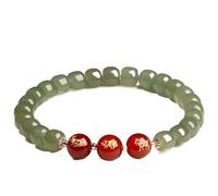 LMRJHAZ Bracciale di Gemma Naturale, Bracciale di Zodiaco Cinese Bracciale Rosso Agata Bracciale di Cristallo Buona Fortuna Amuleto Vintage Meditazione Vintage Women Gioielli, Capra di Maiale Bianco,