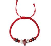 LMRJHAZ Bracciale di ricchezza Feng Shui Bracciale Naturale Cinnabar Agata Rossa Bangle di Cinnabar Rough Stone Star Moon Forta Rossa Bracciale Intrecciata Attire Attrazione di Denaro Buona Fortuna,